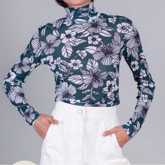 CHRISTIAN WIJNANTS Floral TAJ TURTLENECK - BOTTLE GREEN BOUQUET - Picture 3 of 7